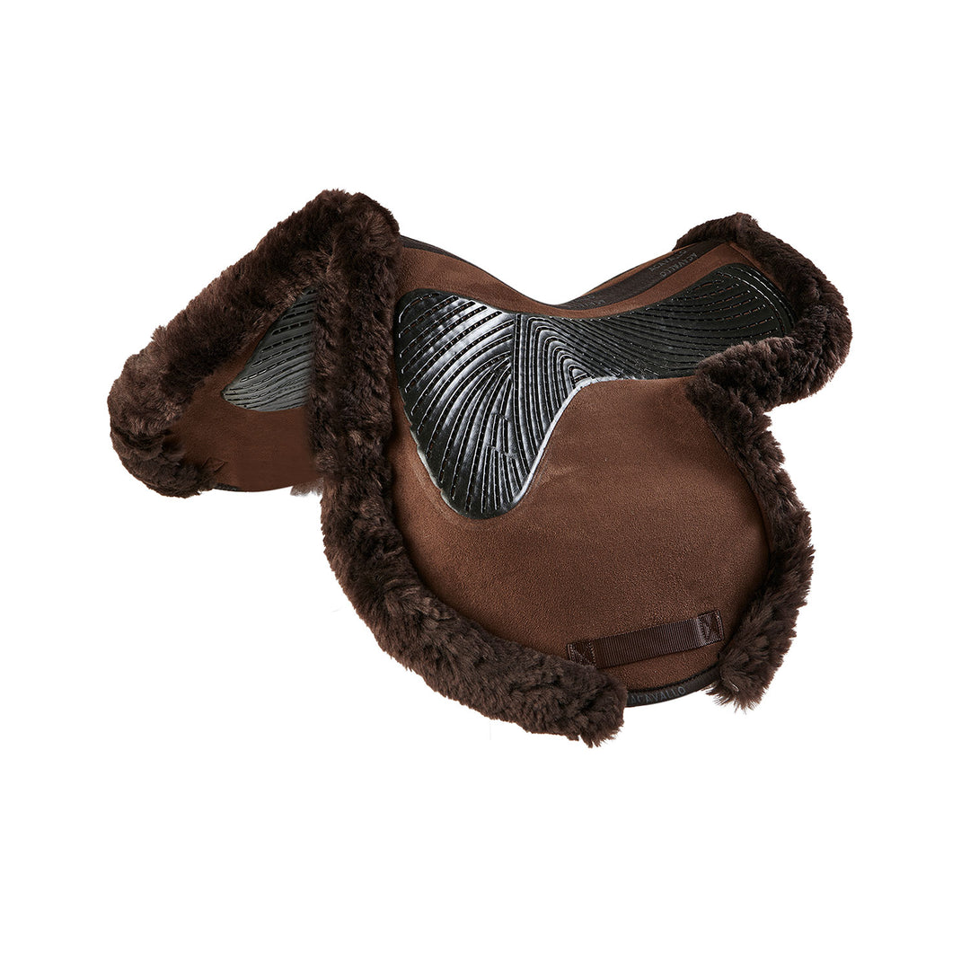 Acavallo Saddle Pad JS Classic Numnah Gel Grip - Brown - Sheepskin Brown