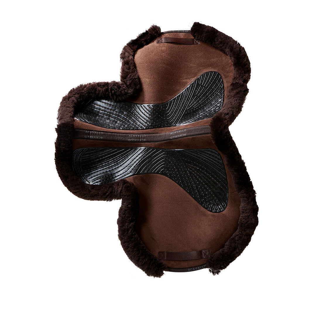 Acavallo Saddle Pad JS Classic Numnah Gel Grip - Brown - Sheepskin Brown