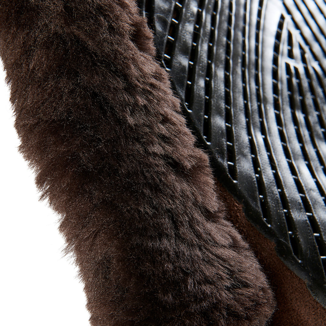 Acavallo Saddle Pad JS Classic Numnah Gel Grip - Brown - Sheepskin Brown