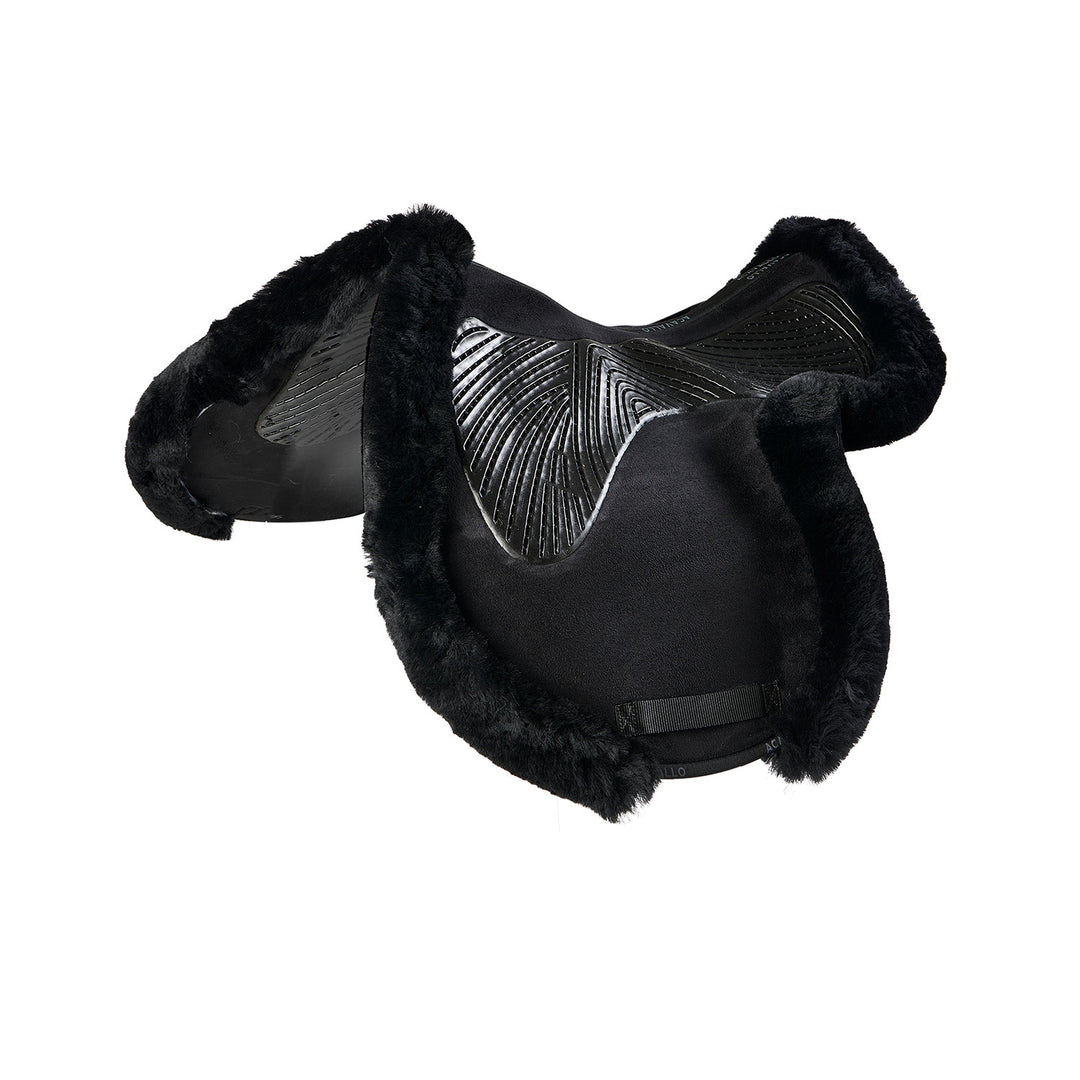 Acavallo Saddle Pad JS Classic Numnah Gel Grip - Black - Sheepskin Black