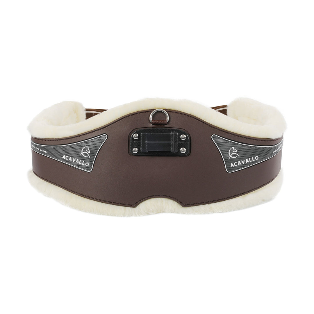 Acavallo Jumping Girth Classic Gel Faux Sheepskin - Dark Brown