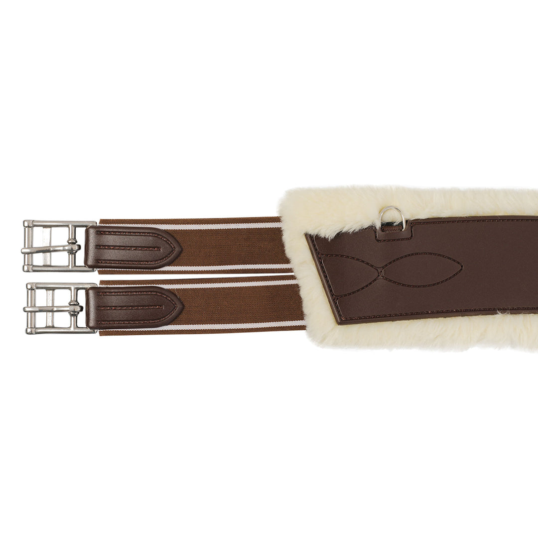 Acavallo Jumping Girth Classic Gel Faux Sheepskin - Dark Brown