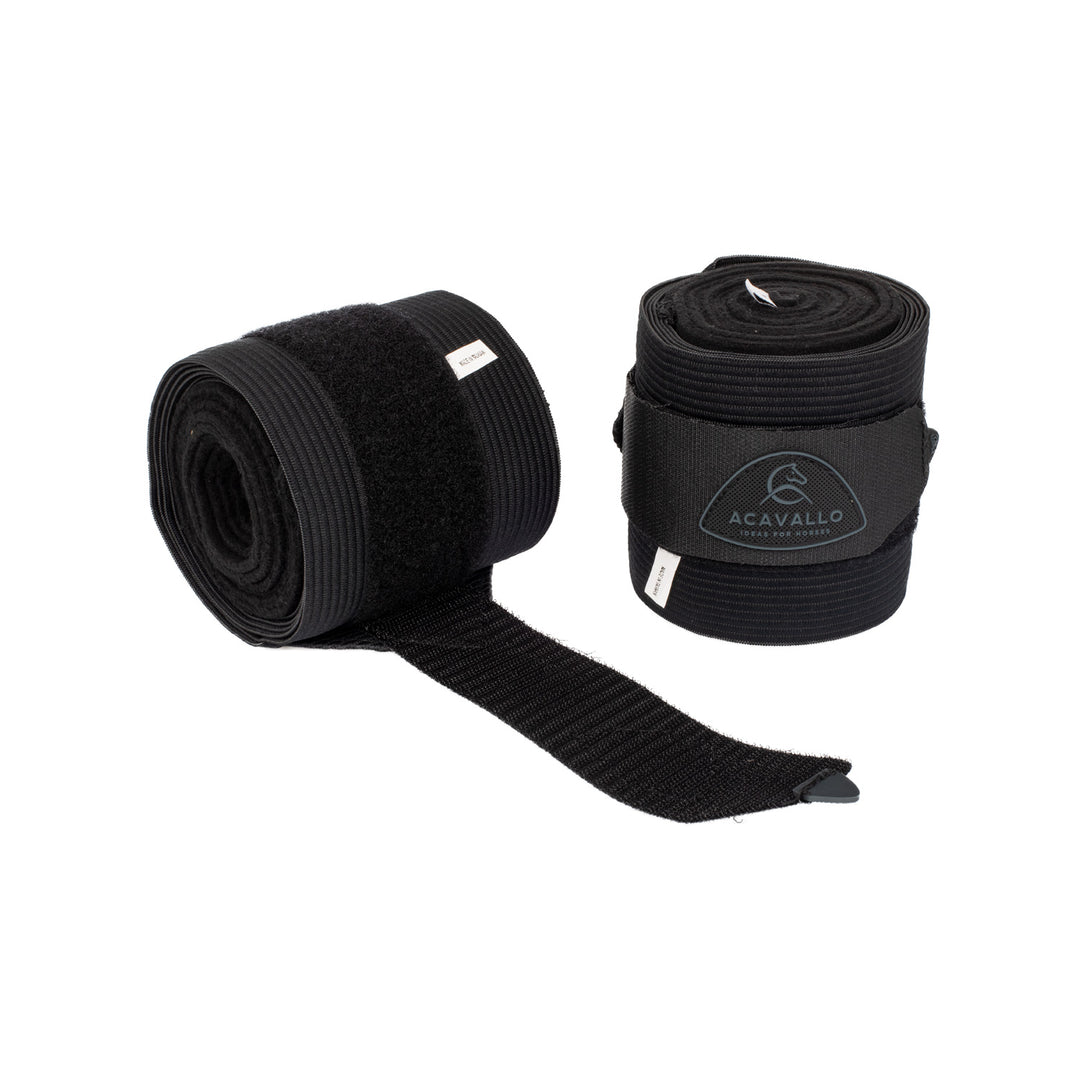 Acavallo Elasticated Exercise Bandages Fleece - Black