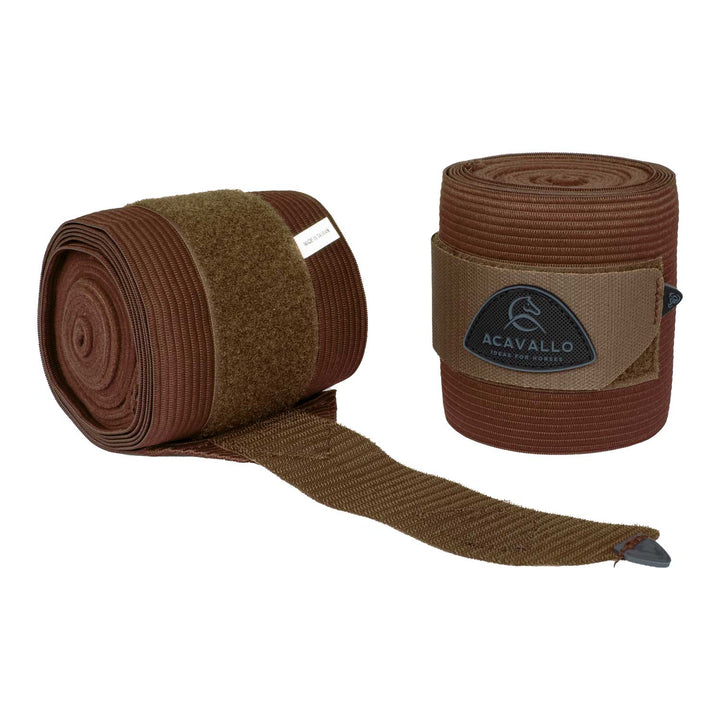 Acavallo Elasticated Exercise Bandages Fleece - Brown
