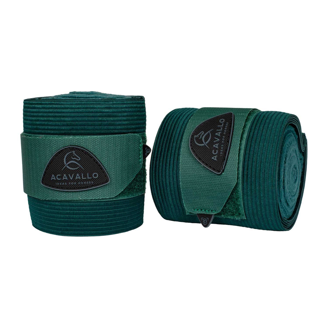 Acavallo Elasticated Exercise Bandages Fleece - Hunter Green