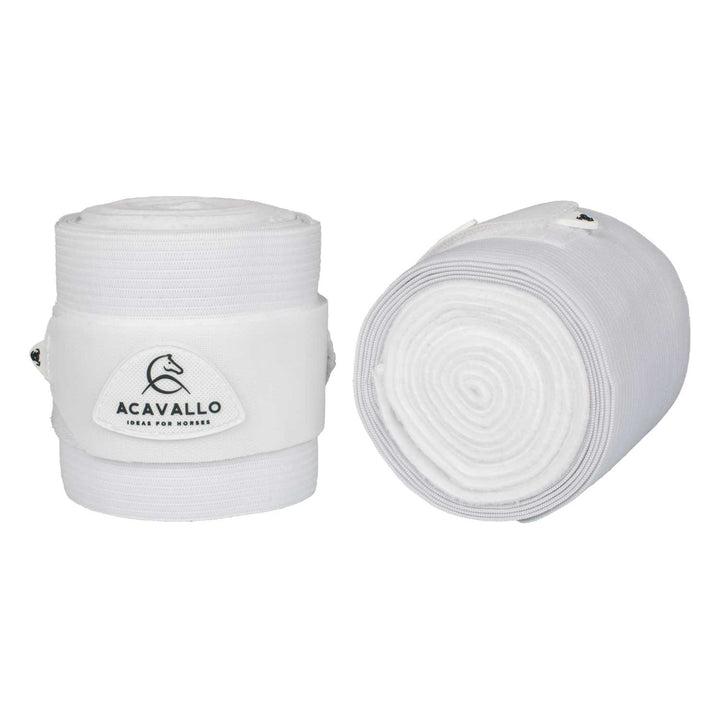 Acavallo Elasticated Exercise Bandages Fleece - White