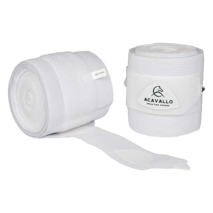 Acavallo Elasticated Exercise Bandages Fleece - White