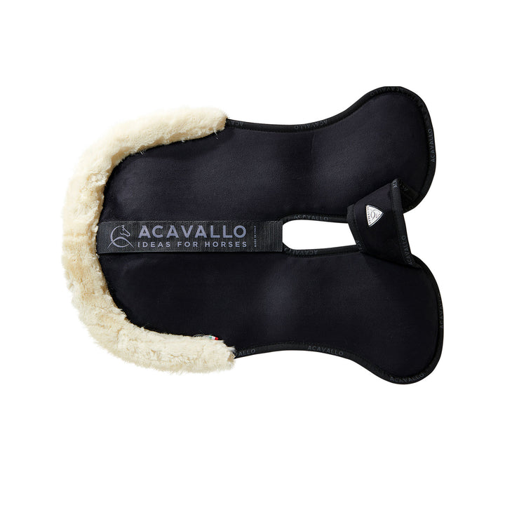 Acavallo Piuma Full Size Withers Free, Pocket Half Pad - Black / Eco-Wool Natural