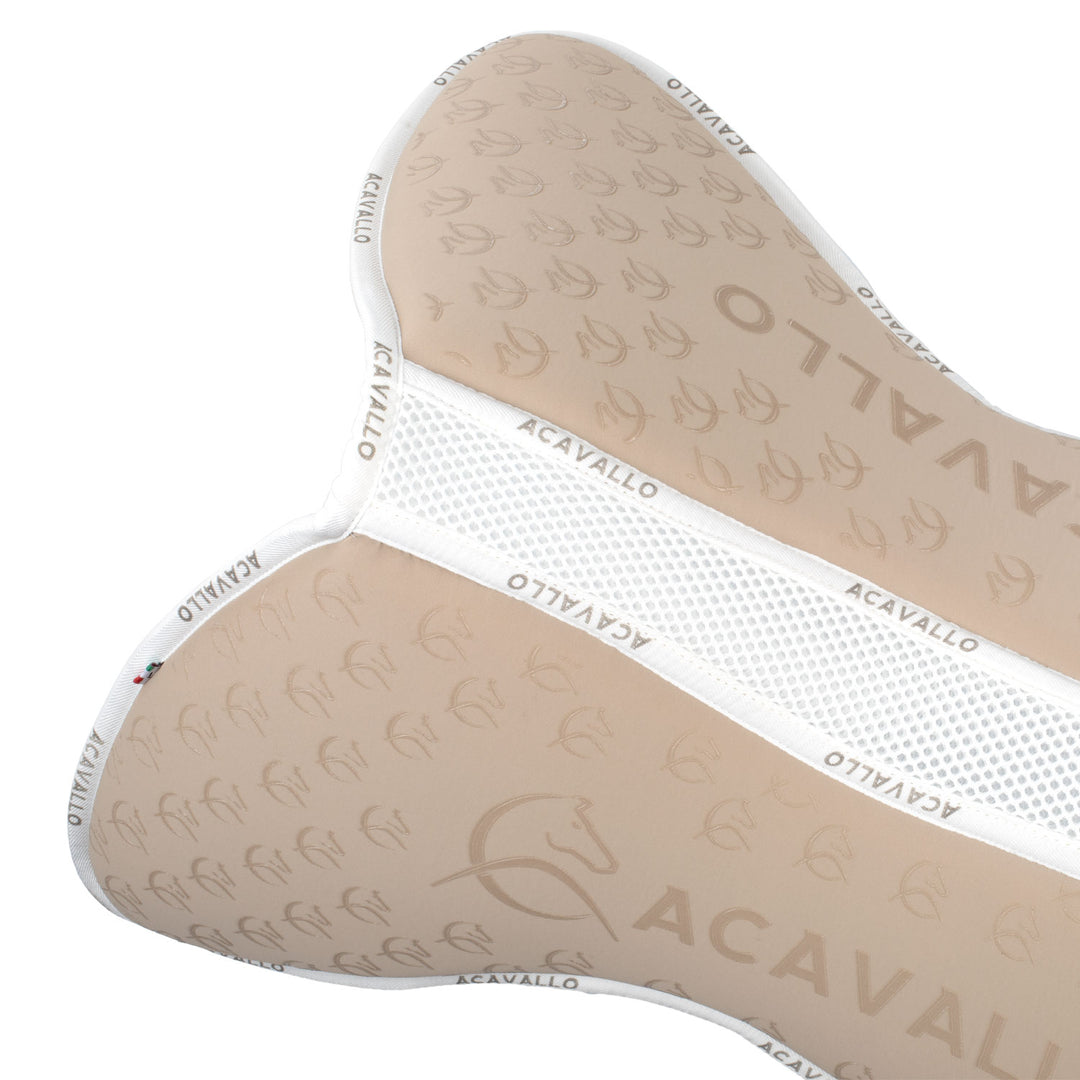 Acavallo Memory Foam Withers Free 3D Spacer Silicone Grip Half Pad - Sand/White