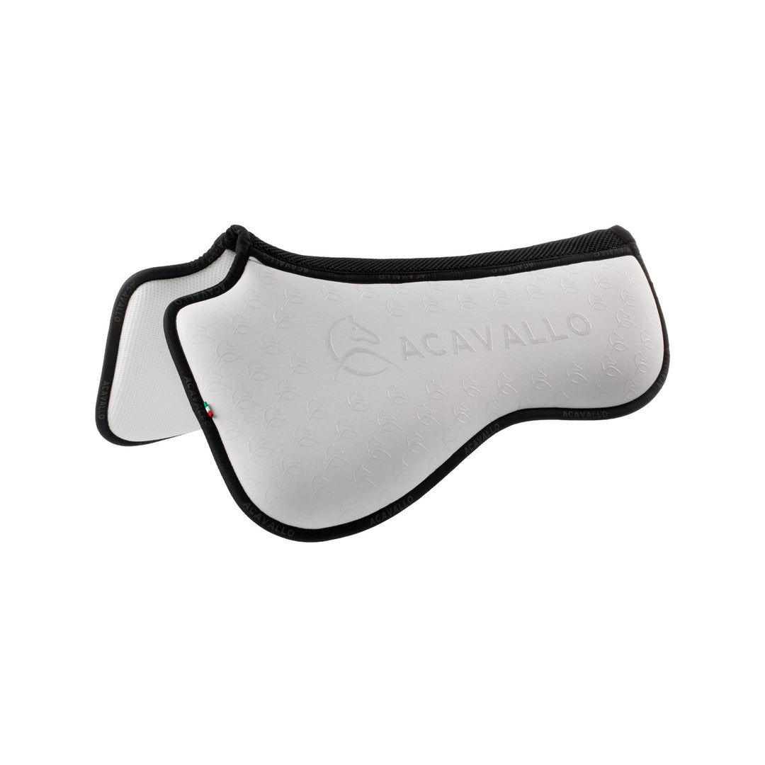 Acavallo Memory Foam 3D Spacer Silicone Grip Half Pad - Dressage - White/Black
