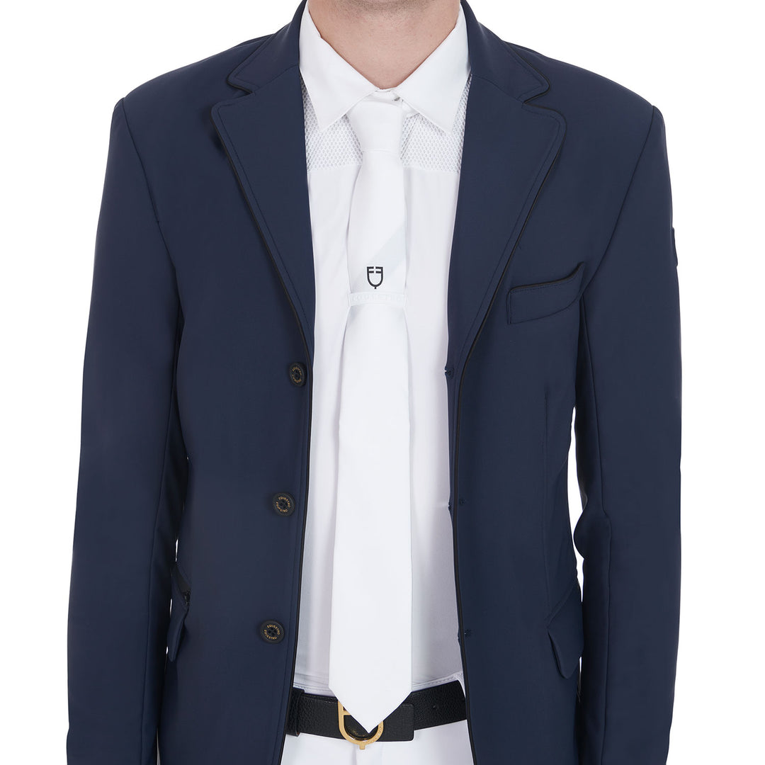 Equestro Competition Tie with Embroidered Logo - White