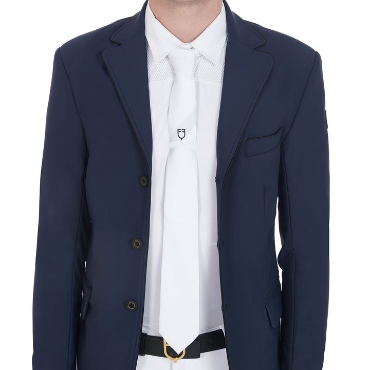 Equestro Competition Tie with Embroidered Logo - White