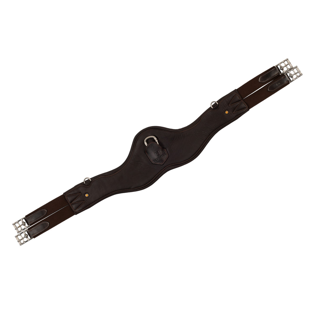 Equestro Shaped Leather Jumping Girth - Dark Brown