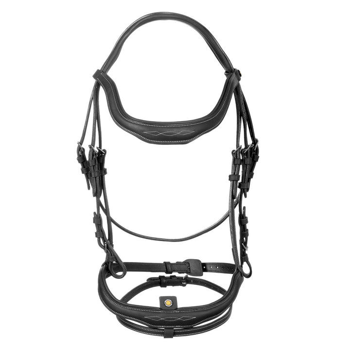 Equestro Soft Leather Stitched Bridle - Dark Brown