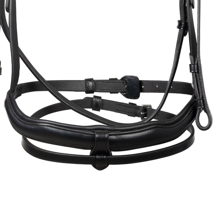 Equestro English Leather Bridle with Rhinestone Browband - Black