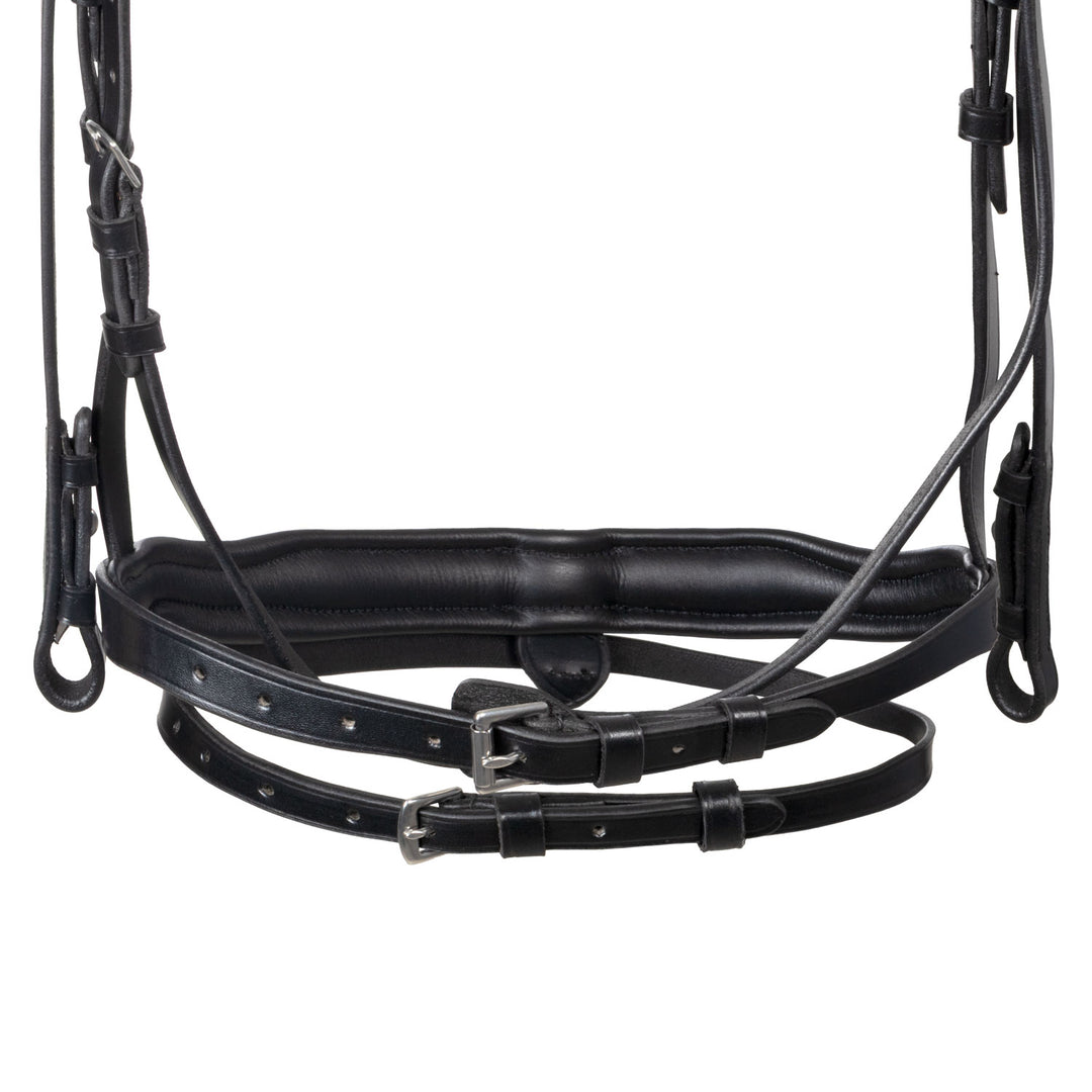 Equestro English Leather Bridle with Rhinestone Browband - Black