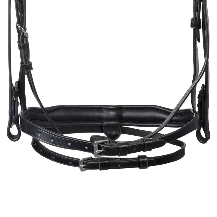 Equestro English Leather Bridle with Rhinestone Browband - Black