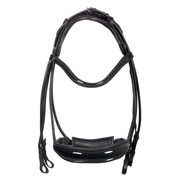 Equestro Leather Dressage Bridle with Anatomical Headpiece - Black
