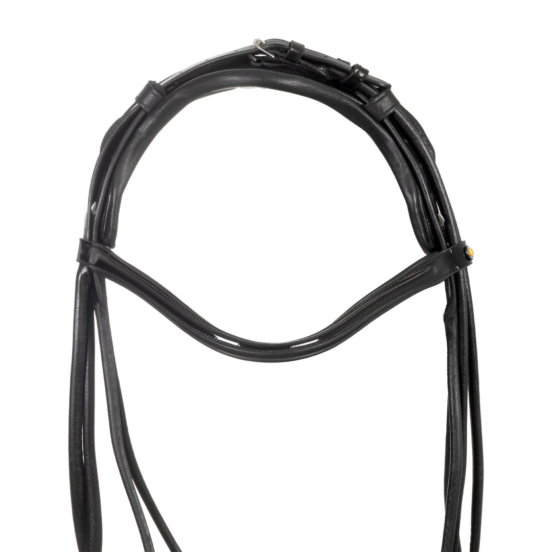 Equestro Leather Dressage Bridle with Anatomical Headpiece - Black