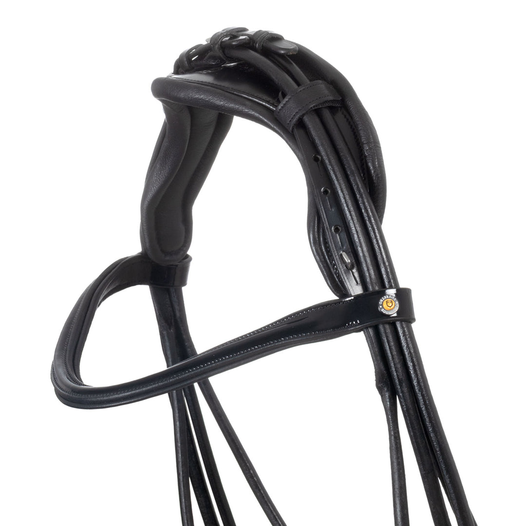 Equestro Leather Dressage Bridle with Anatomical Headpiece - Black