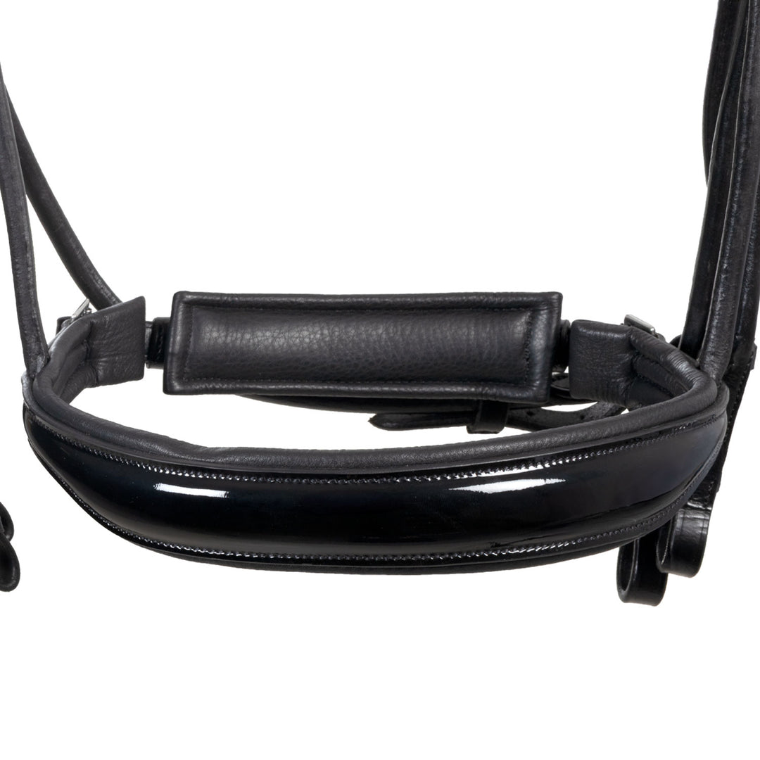 Equestro Leather Dressage Bridle with Anatomical Headpiece - Black