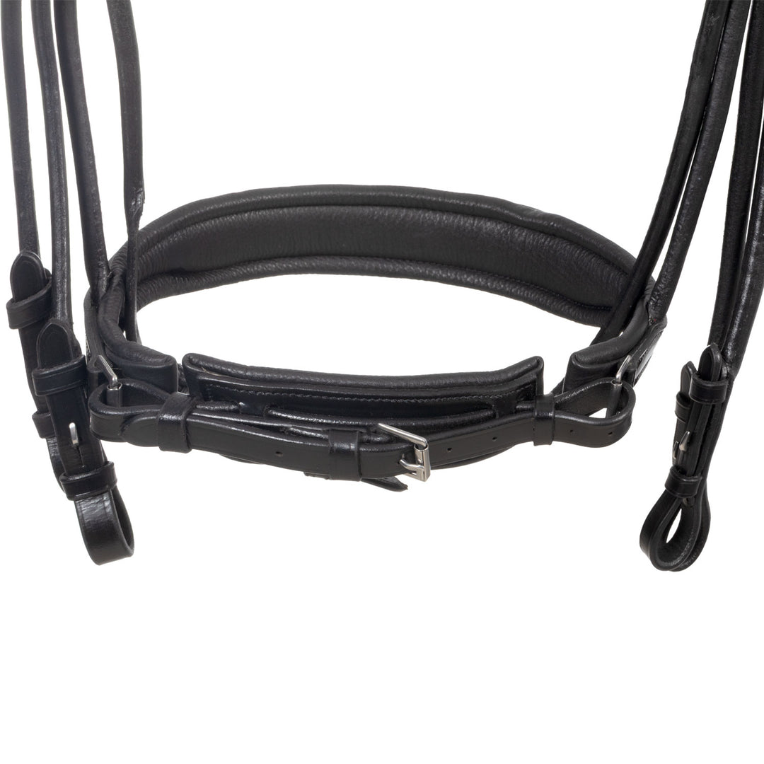 Equestro Leather Dressage Bridle with Anatomical Headpiece - Black