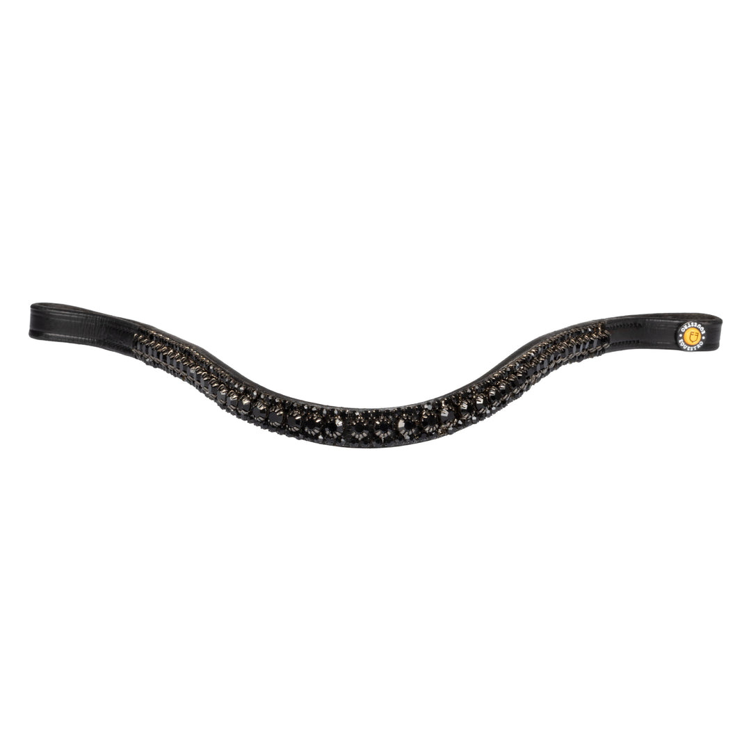 Equestro Triple Crystal Row Browband - Black/Black