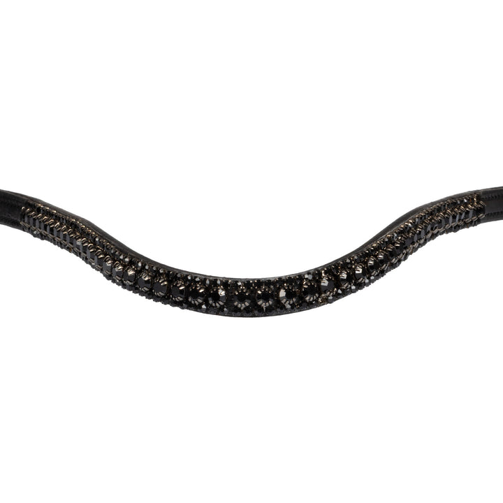 Equestro Triple Crystal Row Browband - Black/Black