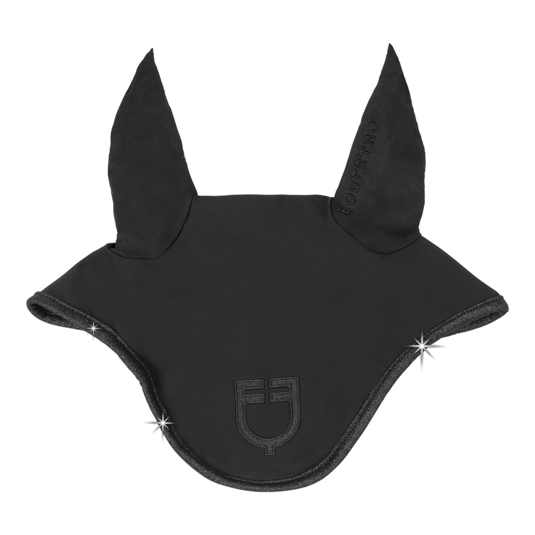 Equestro Universe Fly Veil in Technical Fabric and Sparkling Details - Black