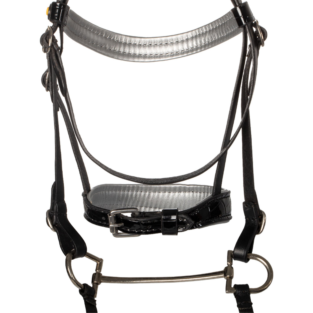 Equestro Shiny Leather Bridle for Hobby Horse - Black