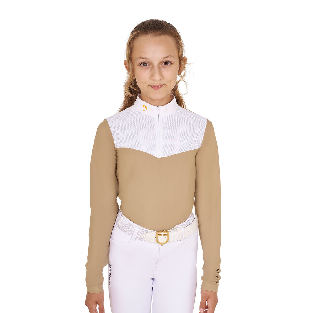 Equestro Girls' Long-Sleeved Polo Shirt - White