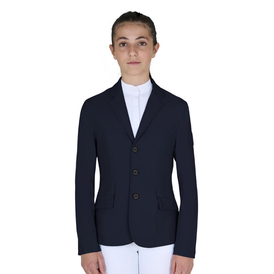 Equestro Kids' Slim Fit Three Button Competition Jacket - Navy Blazer