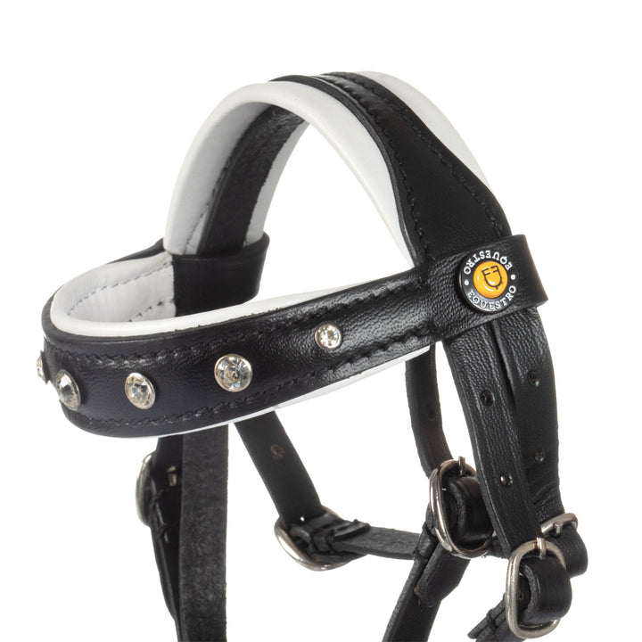 Equestro Leather Bridle with Rhinestones for Toy Horse - Black