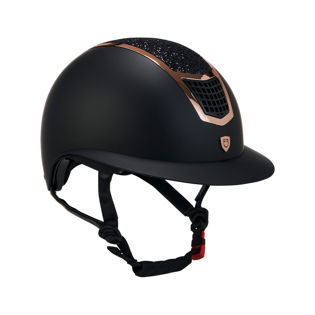 Equestro Helmet with Rhinestones and Wide Visor - Navy/Silver