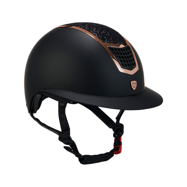 Equestro Helmet with Rhinestones and Wide Visor - Navy/Silver