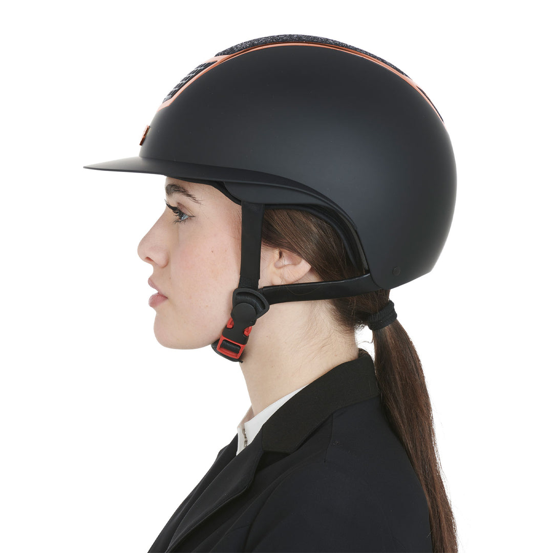 Equestro Helmet with Rhinestones and Wide Visor - Navy/Silver