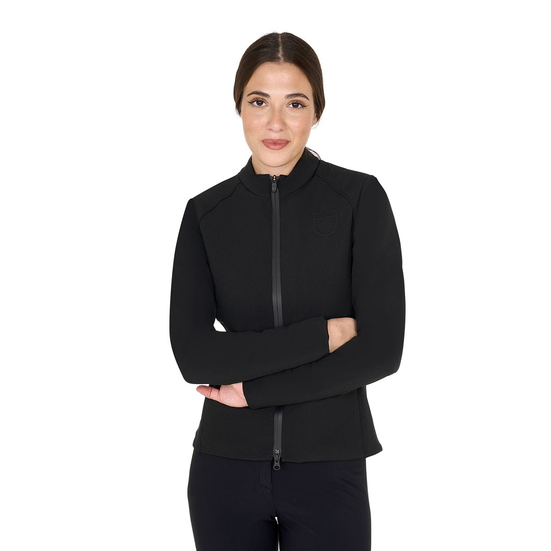 Equestro Women's Softshell Jacket in Padded Technical Fabric - Black
