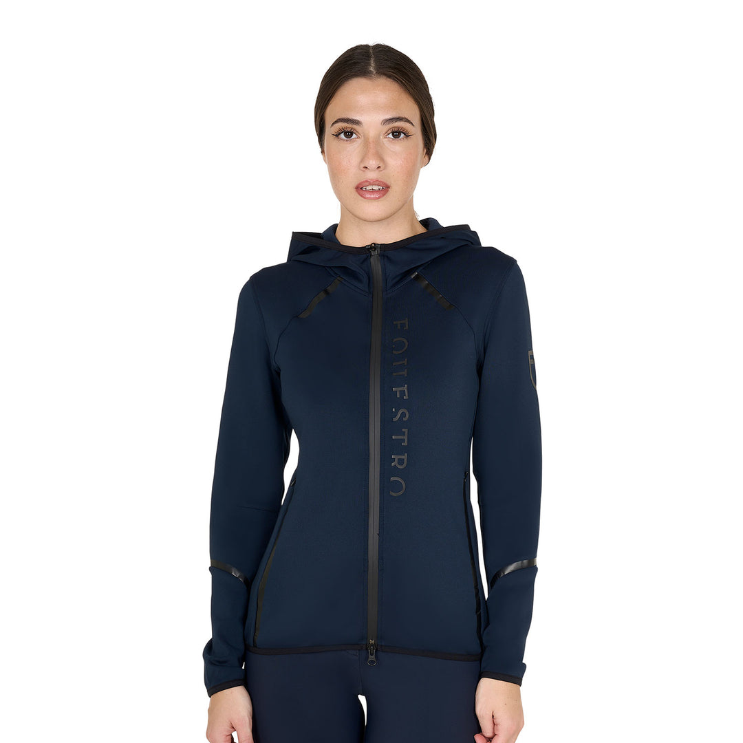 Equestro Women's Technical Sweatshirt in Jersey with Zip - Navy Blazer