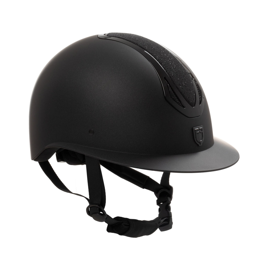 Equestro Azael Stone Women's Helmet with Wide Visor and Rhinestones - Black/Black