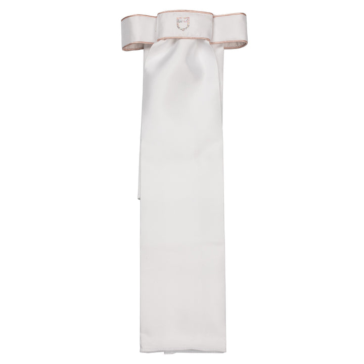 Equestro Dressage Plastron Rhinestone Logo - White/White