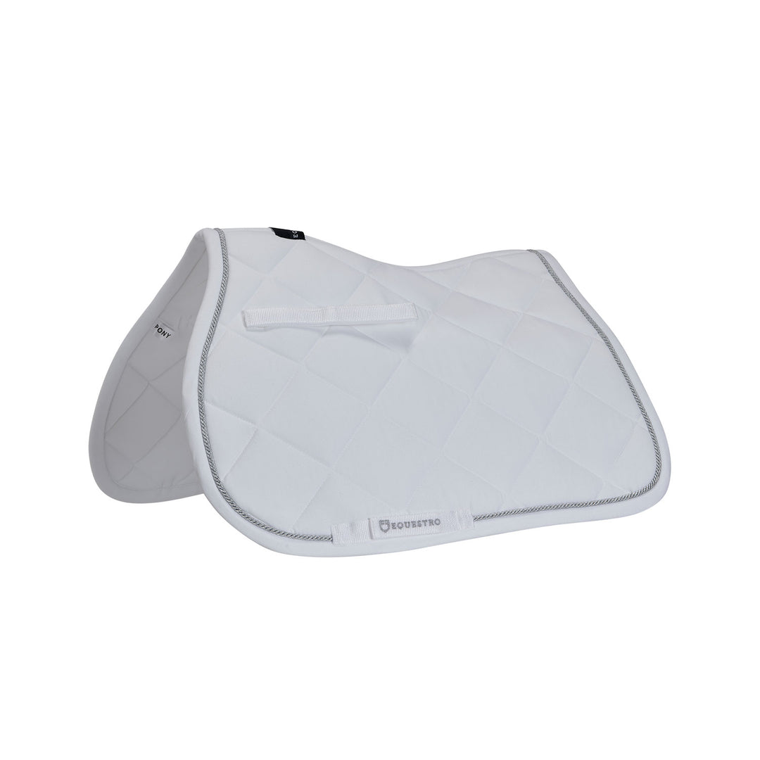 Equestro Pony Jumping Saddle Pad in Cotton with Trimmings - White