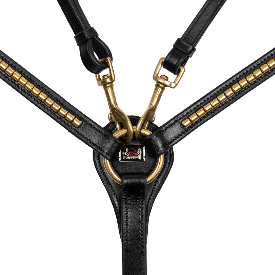 Leather Fork Breastplate With Gold Clincher - SUH02030_BK 2