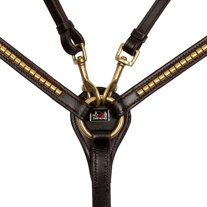Leather Fork Breastplate With Gold Clincher - SUH02030_BN 2