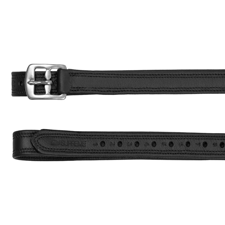 Buff Softy Covered Stirrup Leather With Nylon Inside Ss Curved Buckle