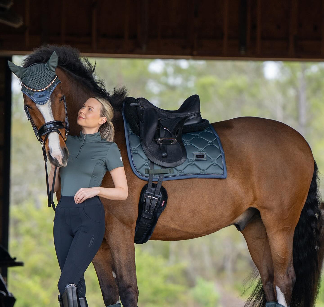 Equestrian Stockholm Illusion Top - Avenue Green - Short Sleeved Top - Kingdom Equestrian