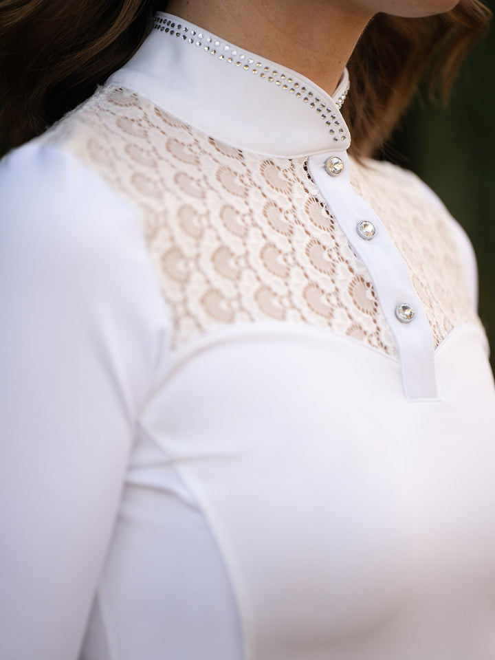 Equestrian Stockholm Crystal Champion Competition Top Long Sleeve White - Top - Kingdom Equestrian