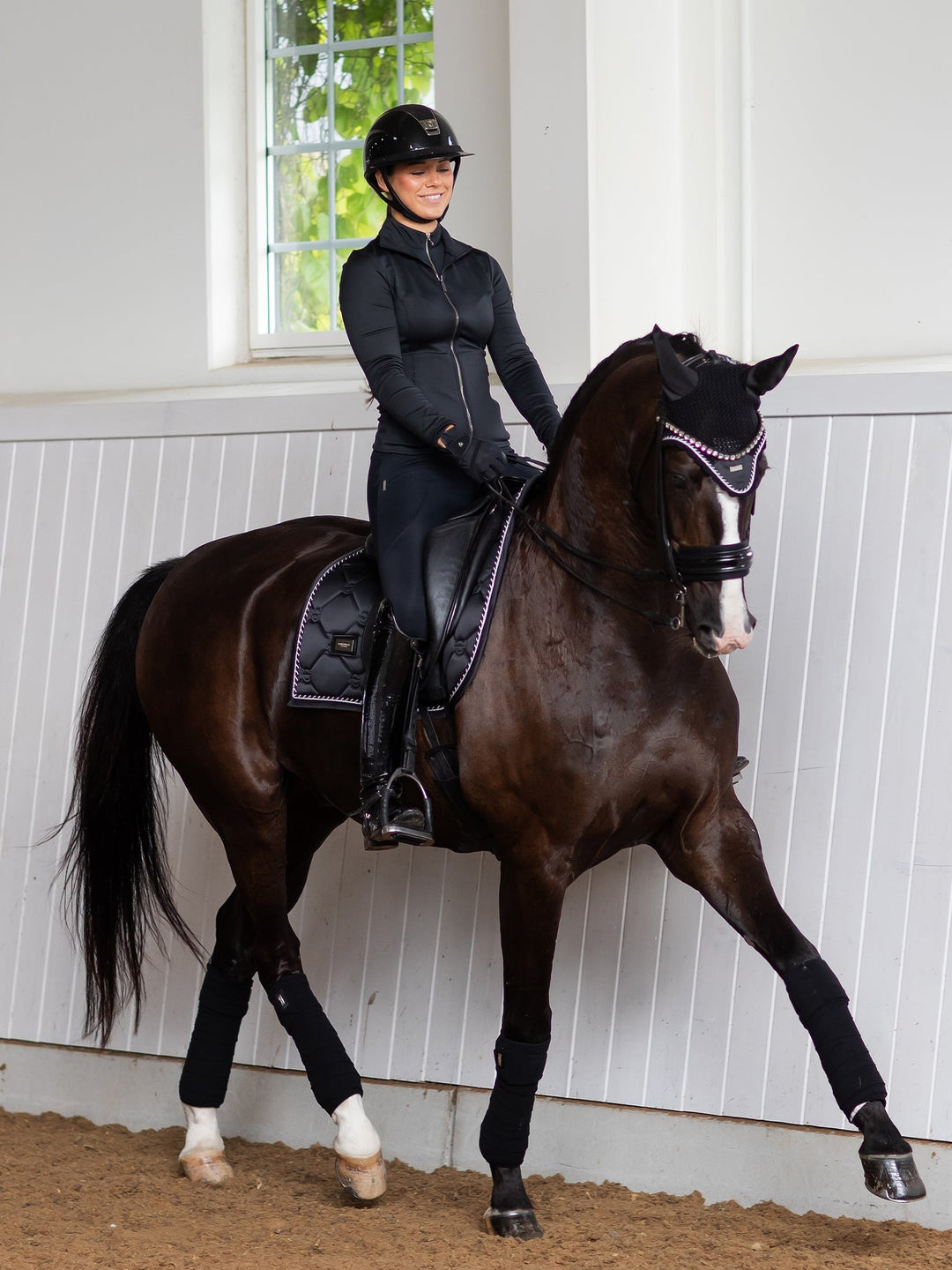 Equestrian Stockholm Fly Hood Black Edition - Ear Bonnet - Kingdom Equestrian