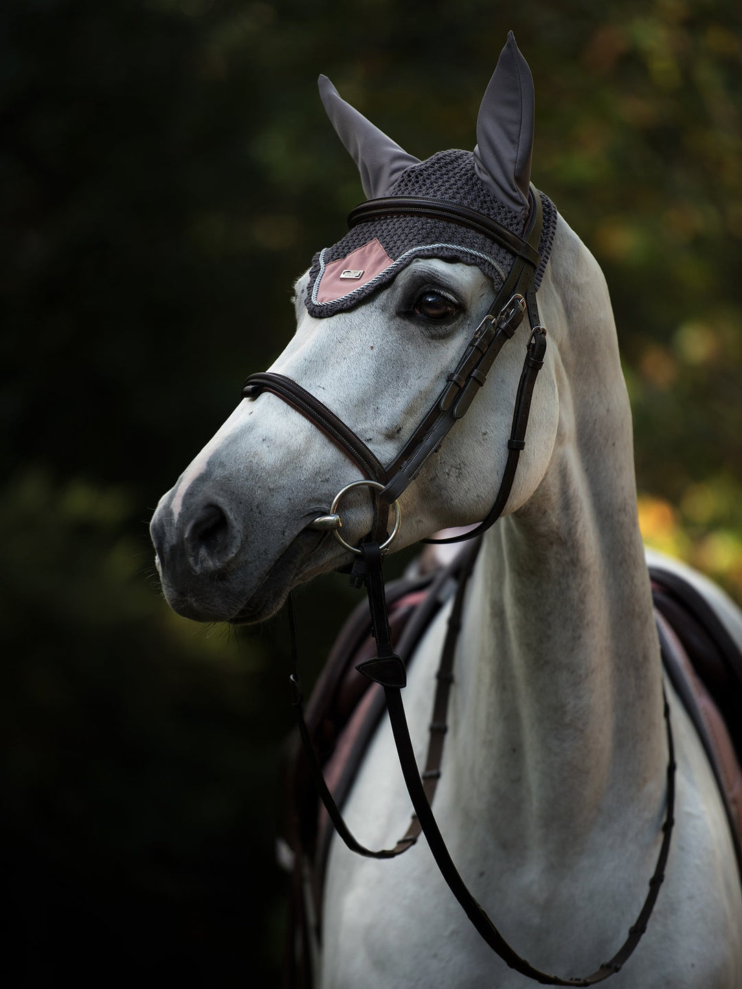 Equestrian Stockholm Fly Hood Dusty Pink - Ear Bonnet - Kingdom Equestrian