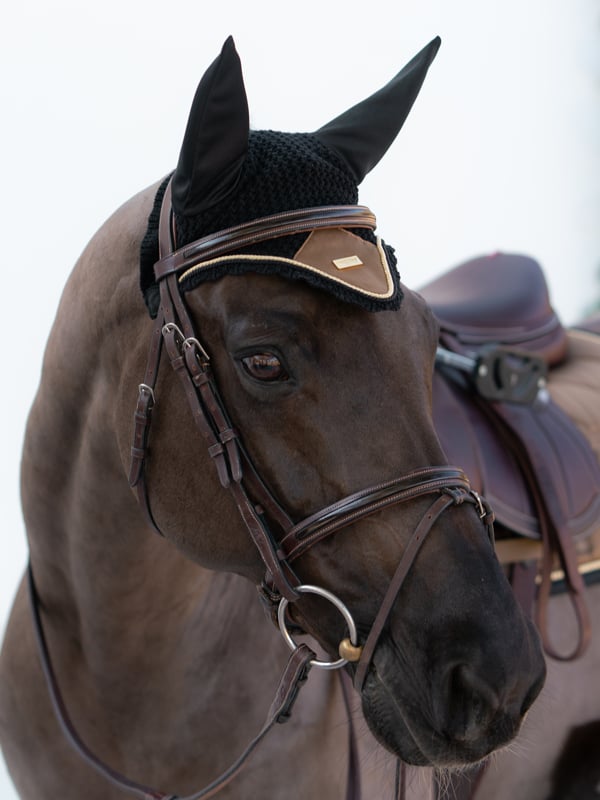 Equestrian Stockholm Fly Hood Golden Brass - Ear Bonnet - Kingdom Equestrian