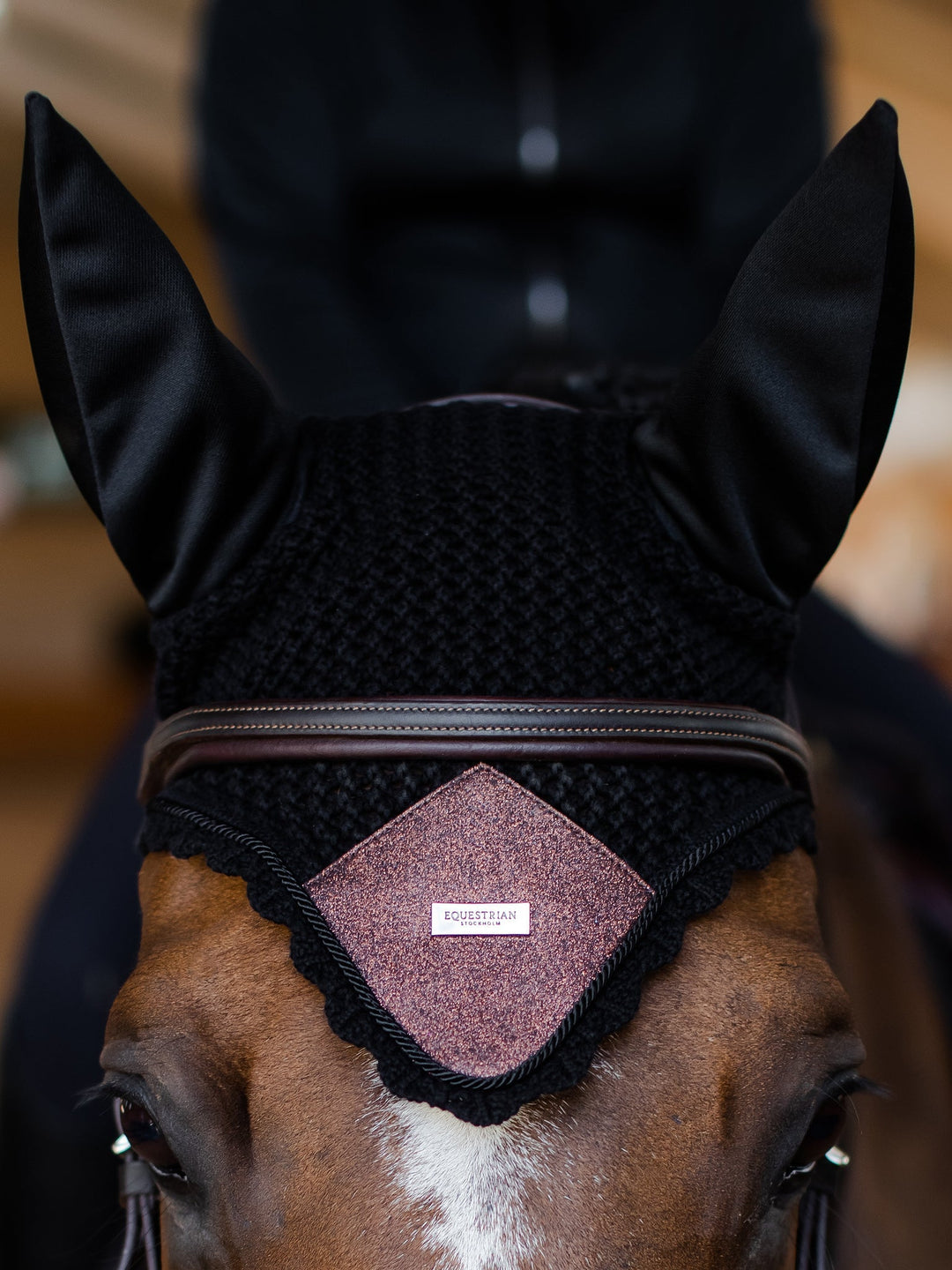 Equestrian Stockholm Fly Hood Mahogany Glimmer - Ear Bonnet - Kingdom Equestrian